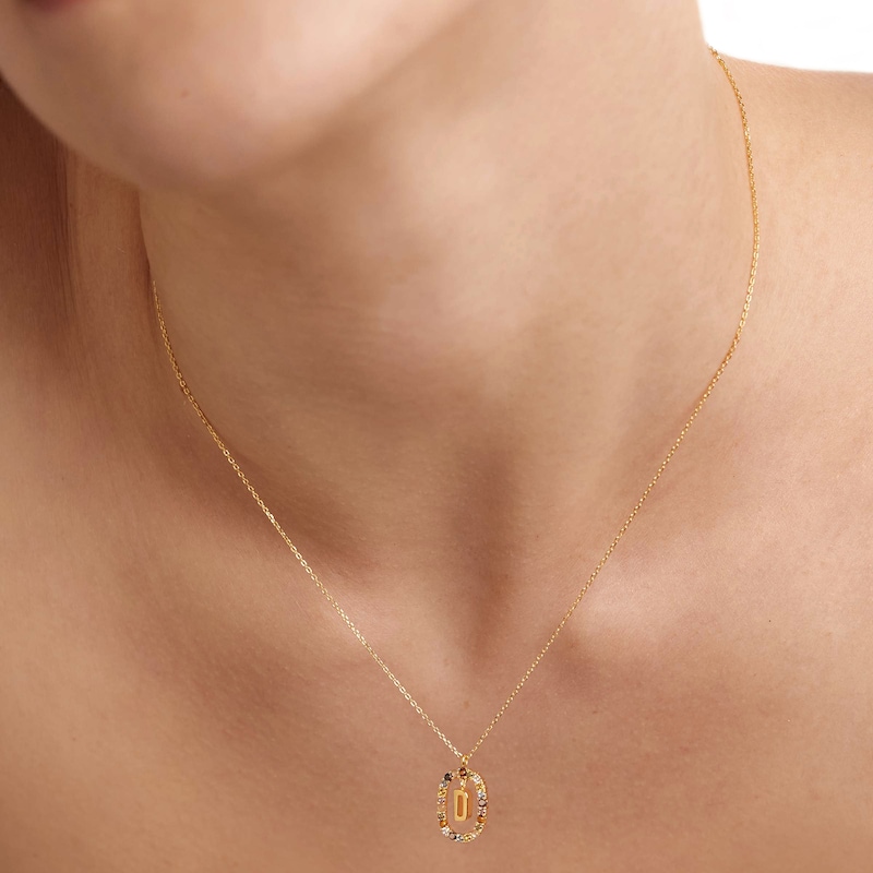 Main Image 2 of PDPAOLA™ at Zales Multi-Color "D" Pendant in Sterling Silver with 18K Gold Plate