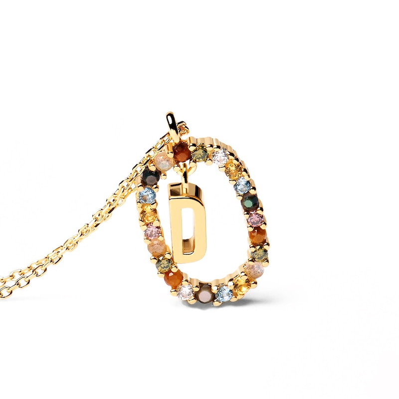 Main Image 6 of PDPAOLA™ at Zales Multi-Color "D" Pendant in Sterling Silver with 18K Gold Plate