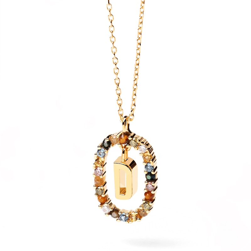 Main Image 8 of PDPAOLA™ at Zales Multi-Color "D" Pendant in Sterling Silver with 18K Gold Plate