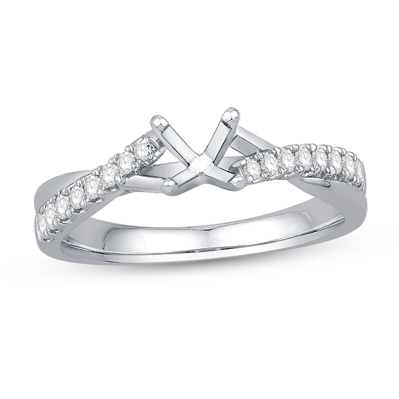 Main Image 1 of 1/4 CT. T.W. Diamond Twist Shank Semi-Mount in 14K White Gold