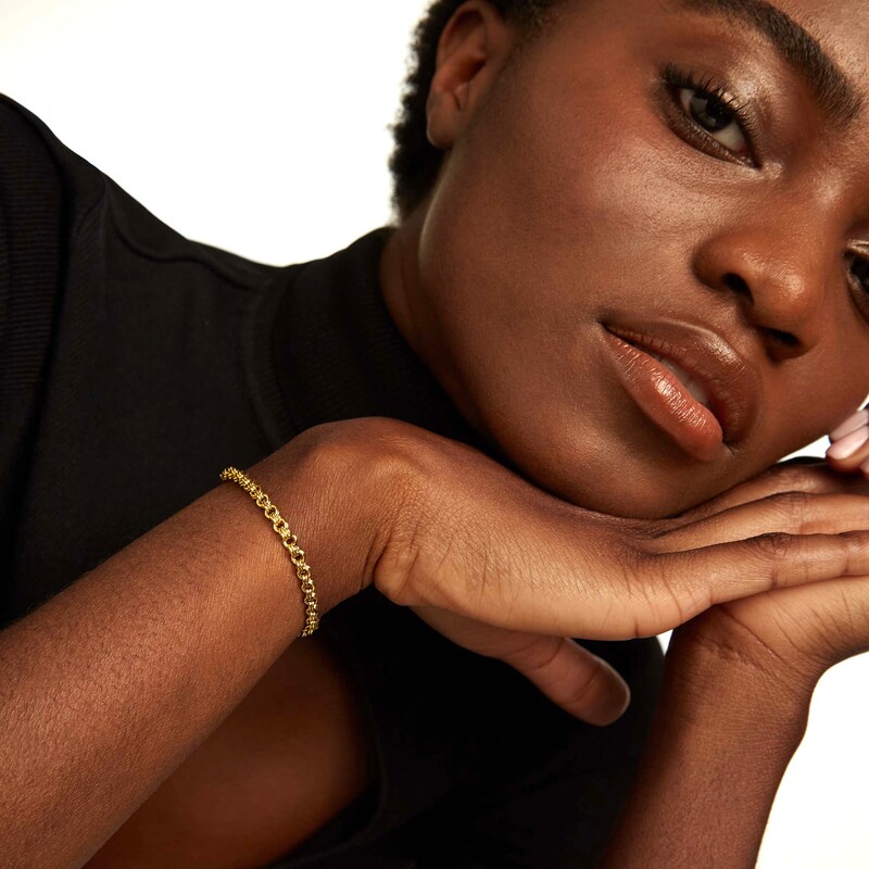 Main Image 2 of PDPAOLA™ at Zales 4.0mm Rolo Chain Bracelet in Solid Sterling Silver  with 18K Gold Plate – 7.68"