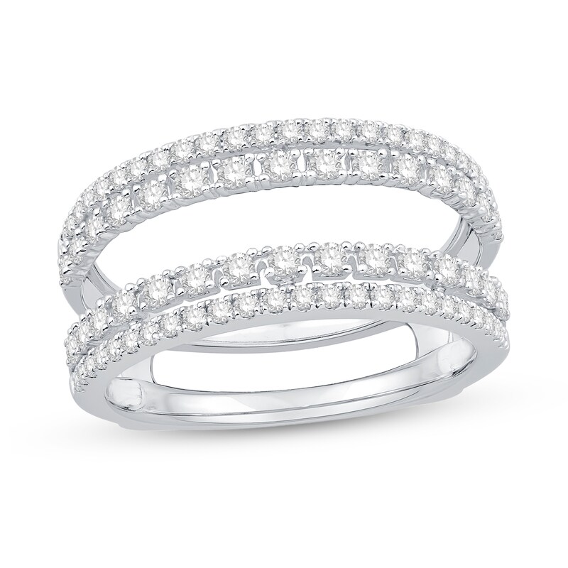 Main Image 1 of 3/4 CT. T.W. Diamond Double Row Solitaire Enhancer in 14K White Gold