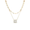 Thumbnail Image 1 of 1/6 CT. T.W. Cushion-Shaped Multi-Diamond Frame Double Strand Necklace in 10K Gold - 16.5"