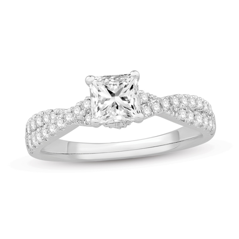 Main Image 1 of 1 CT. T.W. Princess-Cut Diamond Twist Shank Engagement Ring in 14K White Gold