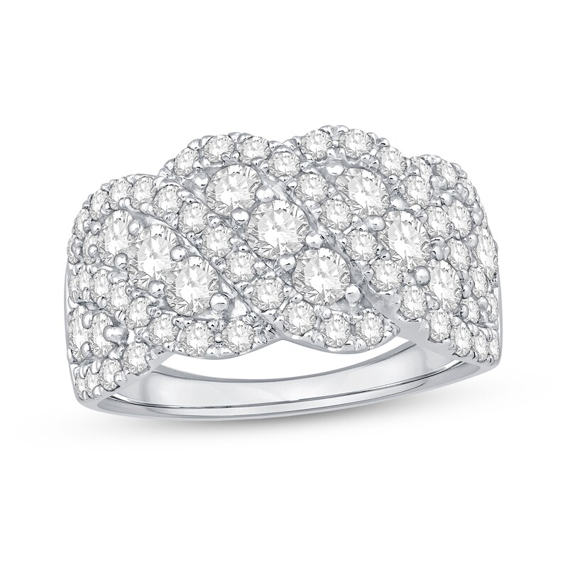 Main Image 1 of 2 CT. T.W. Diamond Scallop Edge Multi-Row Anniversary Band in 14K White Gold