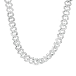 Men's 10 CT. T.W. Diamond Curb Chain Necklace in 10K White Gold – 22"