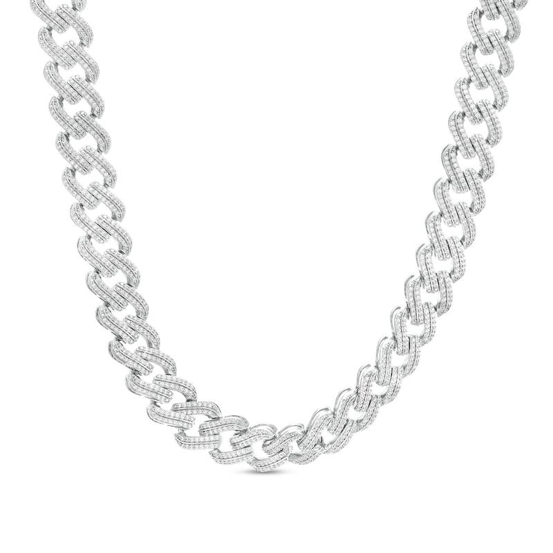 Main Image 1 of Men's 10 CT. T.W. Diamond Curb Chain Necklace in 10K White Gold – 22"