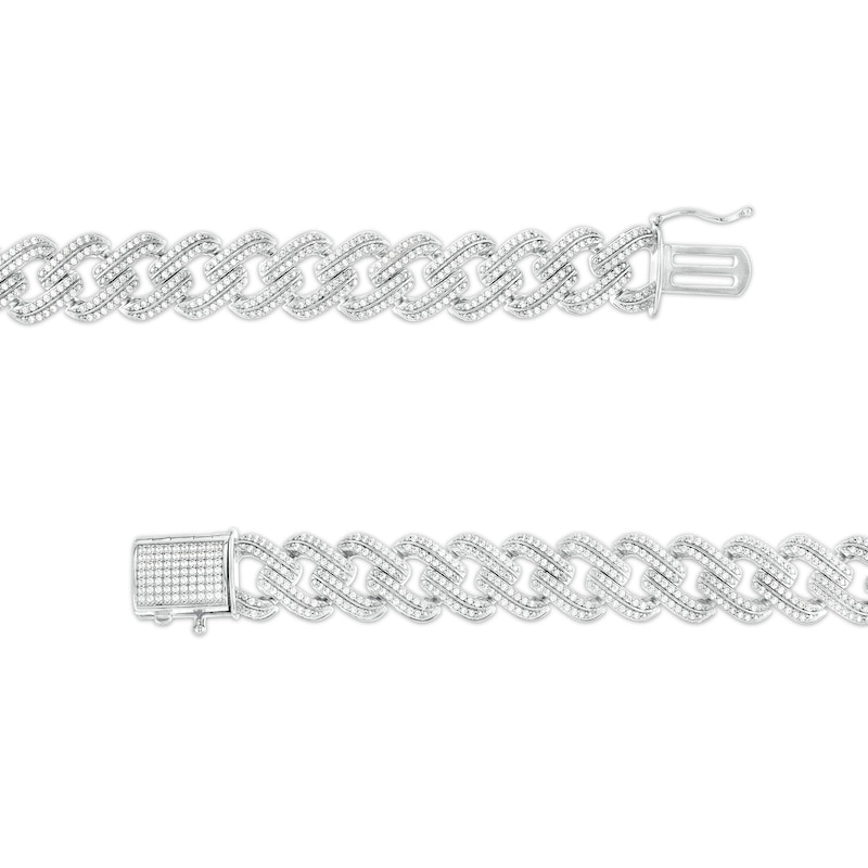 Main Image 3 of Men's 10 CT. T.W. Diamond Curb Chain Necklace in 10K White Gold – 22"