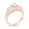 Thumbnail Image 2 of 1 CT. T.W. Diamond Frame Three Stone Triple Row Engagement Ring in 14K Rose Gold