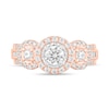 Thumbnail Image 3 of 1 CT. T.W. Diamond Frame Three Stone Triple Row Engagement Ring in 14K Rose Gold