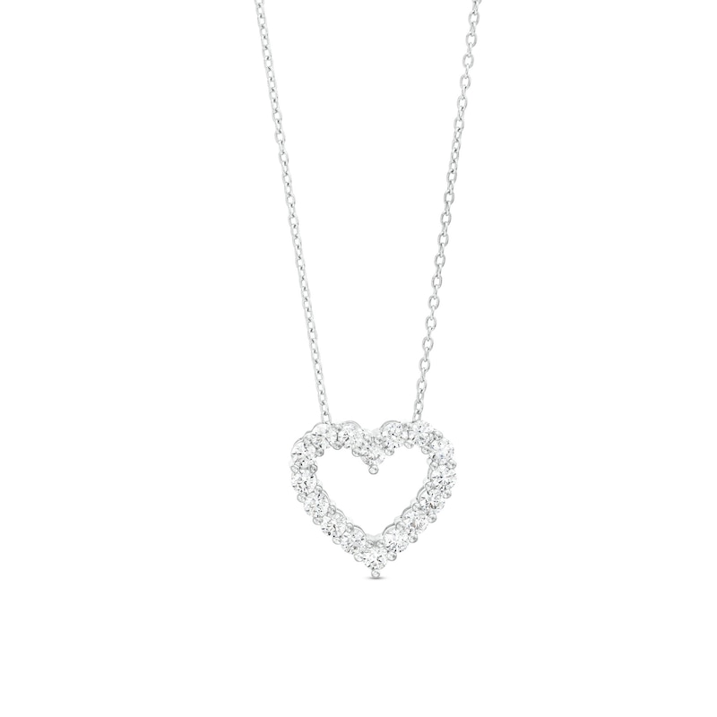 Main Image 1 of 1 CT. T.W. Certified Lab-Grown Diamond Heart Outline Pendant in 14K White Gold (F/SI2)
