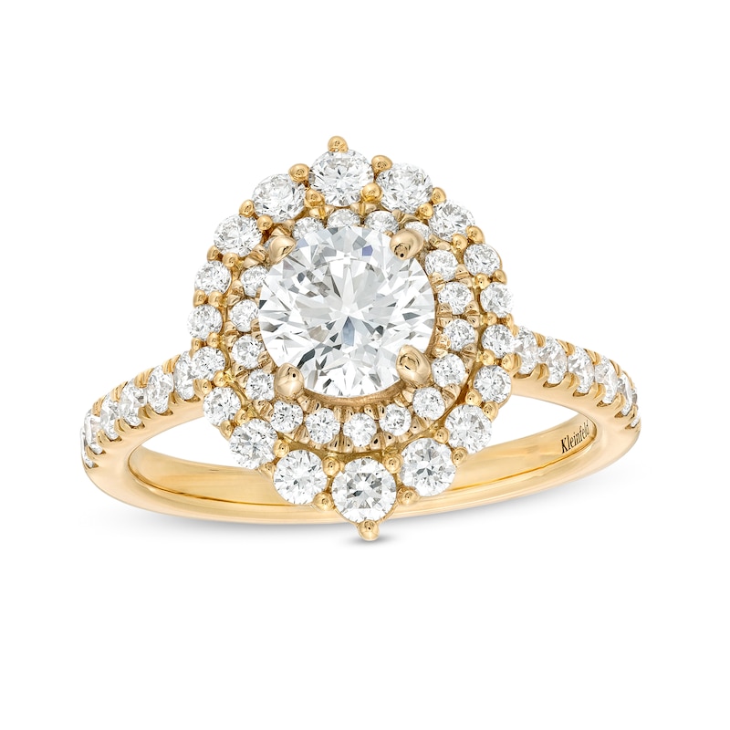 Main Image 1 of Kleinfeld® x Zales 2 CT. T.W. Certified Lab-Grown Diamond Double Frame Engagement Ring in 18K Gold (F/VS2)
