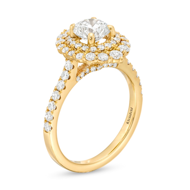 Main Image 3 of Kleinfeld® x Zales 2 CT. T.W. Certified Lab-Grown Diamond Double Frame Engagement Ring in 18K Gold (F/VS2)