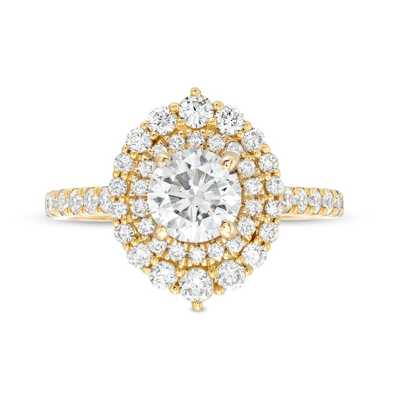 Main Image 4 of Kleinfeld® x Zales 2 CT. T.W. Certified Lab-Grown Diamond Double Frame Engagement Ring in 18K Gold (F/VS2)