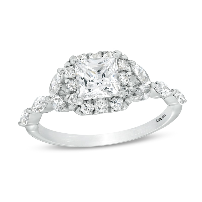 Main Image 1 of Kleinfeld® x Zales 2 CT. T.W. Certified Princess-Cut Lab-Grown Diamond Frame Engagement Ring in Platinum (F/VS2)