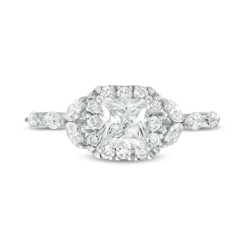 Kleinfeld® x Zales 2 CT. T.W. Certified Princess-Cut Lab-Created Diamond Frame Engagement Ring in Platinum (F/VS2)