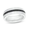 Thumbnail Image 1 of Black Sapphire Wedding Band in Tungsten with Black-Ion Plate – Size 10