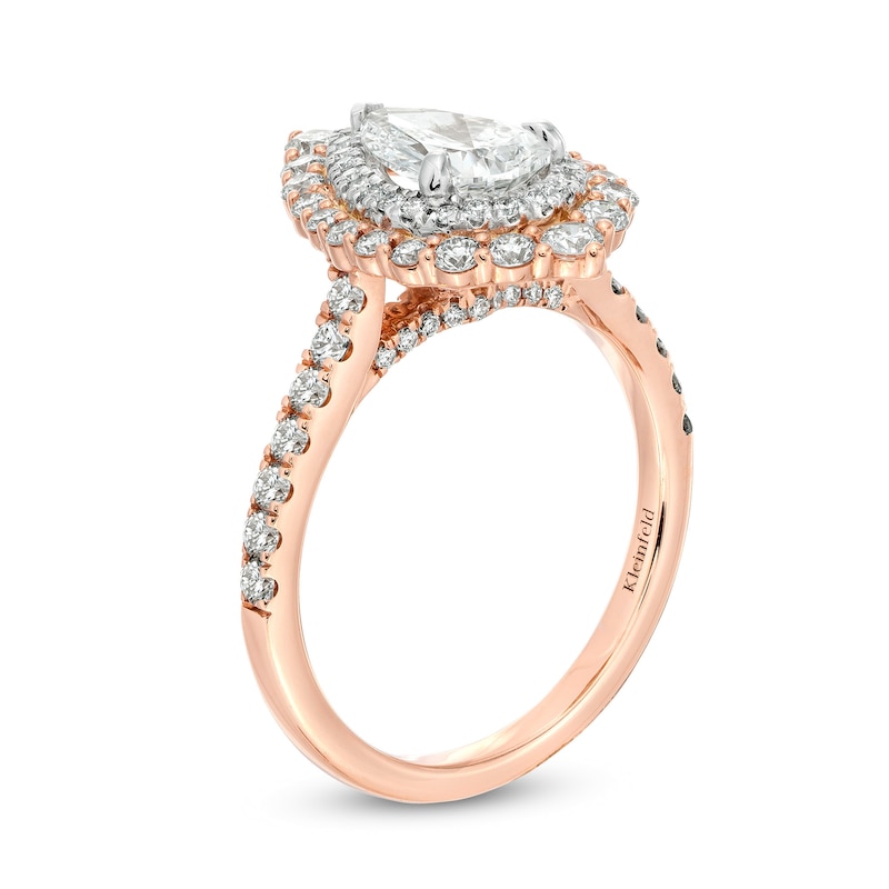 Main Image 3 of Kleinfeld® x Zales 2 CT. T.W. Certified Pear-Shaped Lab-Grown Diamond Engagement Ring in 18K Rose Gold (F/VS2)