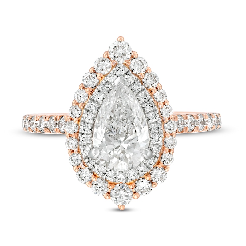 Main Image 4 of Kleinfeld® x Zales 2 CT. T.W. Certified Pear-Shaped Lab-Grown Diamond Engagement Ring in 18K Rose Gold (F/VS2)