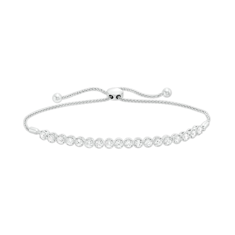 Main Image 1 of 1-1/2 CT. T.W. Certified Lab-Grown Diamond Bolo Bracelet in 14K White Gold (F/SI2) - 9.5"