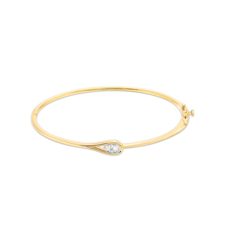 Main Image 1 of 1/4 CT. T.W. Certified Pear-Shaped Lab-Grown Multi-Diamond Sideways Bangle in 14K Gold (F/SI2) - 7.25"