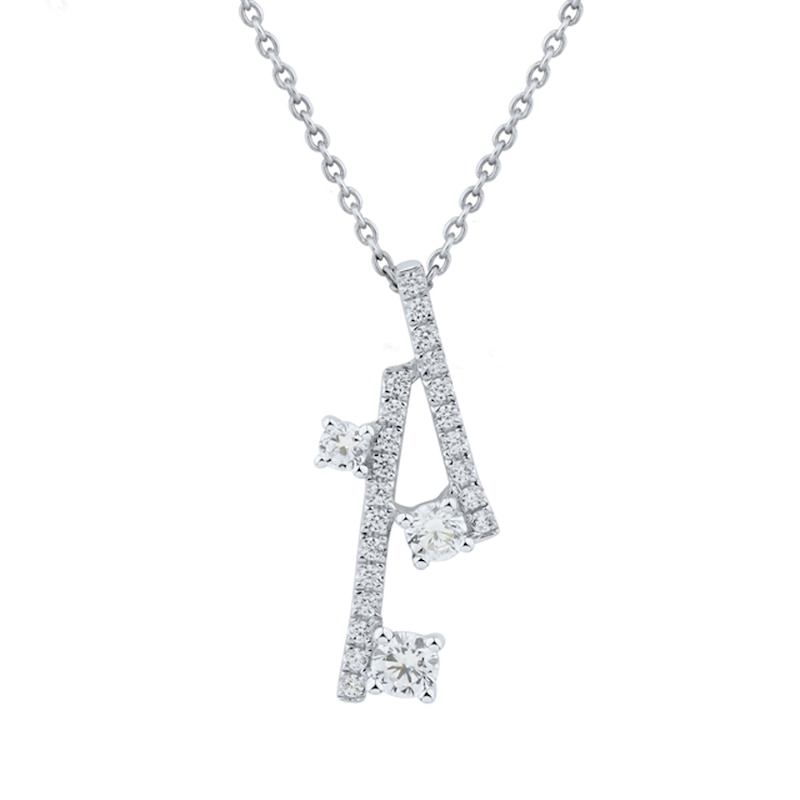 Main Image 1 of 1/3 CT. T.W. Diamond Past Present Future® Scatter Pendant in 10K White Gold