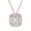 Thumbnail Image 1 of 1/2 CT. T.W. Cushion-Shaped Multi-Diamond Open Frame Pendant in 10K Rose Gold
