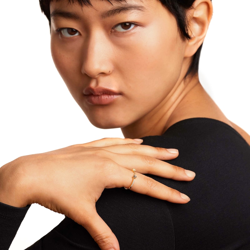 Main Image 8 of PDPAOLA™ at Zales Blue Labradorite and Multi-Color Cubic Zirconia Linked Ring in Sterling Silver with 18K Gold Plate