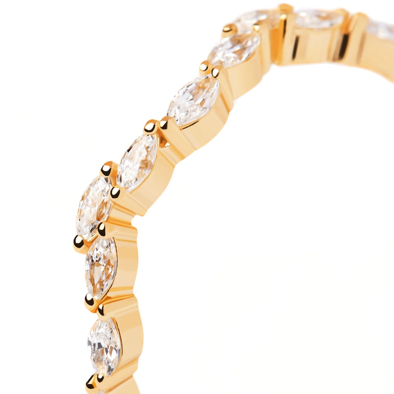 Main Image 4 of PDPAOLA™ at Zales Marquise Cubic Zirconia Wavy Band in Sterling Silver with 18K Gold Plate