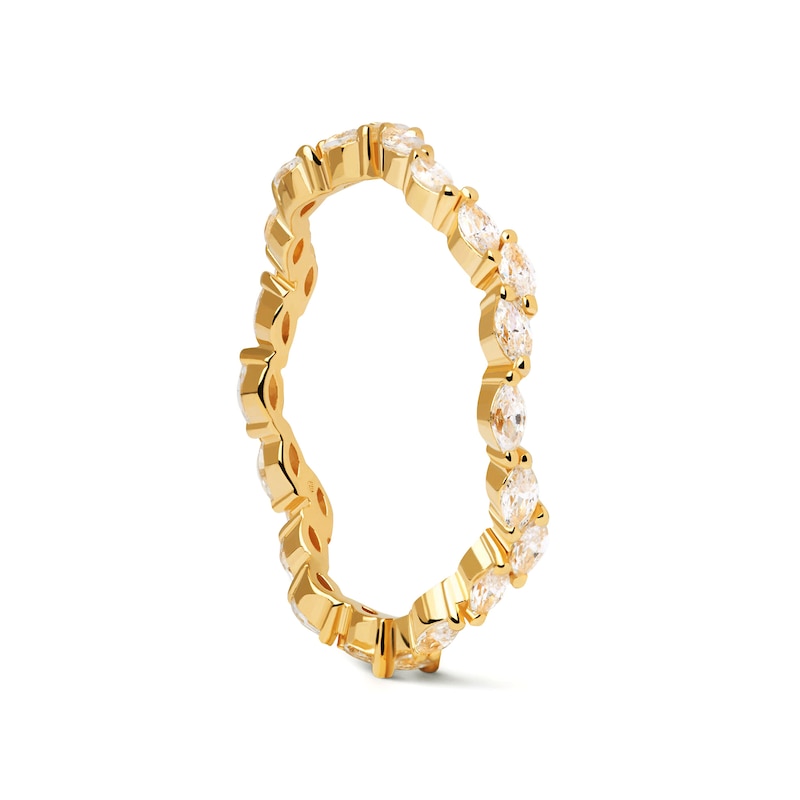 Main Image 5 of PDPAOLA™ at Zales Marquise Cubic Zirconia Wavy Band in Sterling Silver with 18K Gold Plate