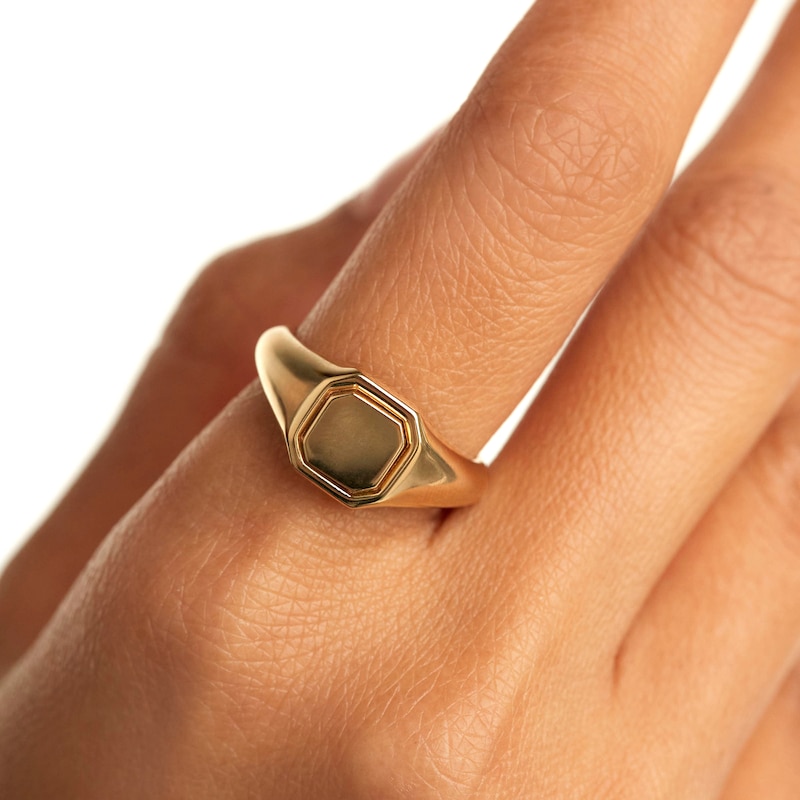 Main Image 3 of PDPAOLA™ at Zales Octagonal Signet Ring in Sterling Silver with 18K Gold Plate
