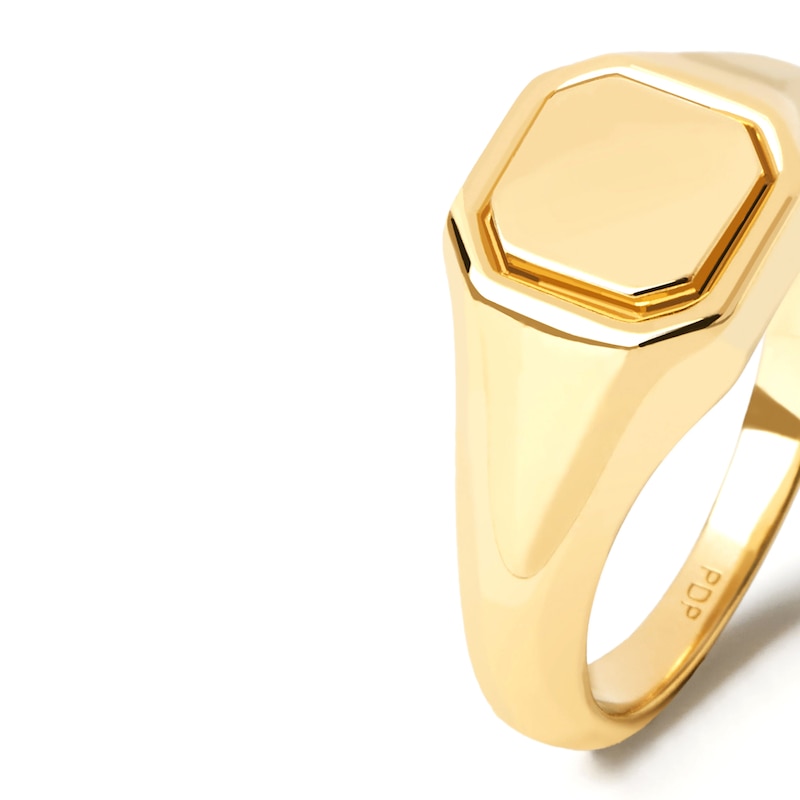 Main Image 4 of PDPAOLA™ at Zales Octagonal Signet Ring in Sterling Silver with 18K Gold Plate