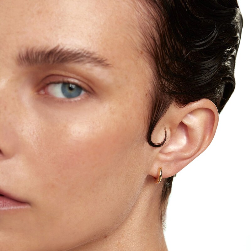Main Image 2 of Bold Huggie Hoop Earrings in 14K Gold