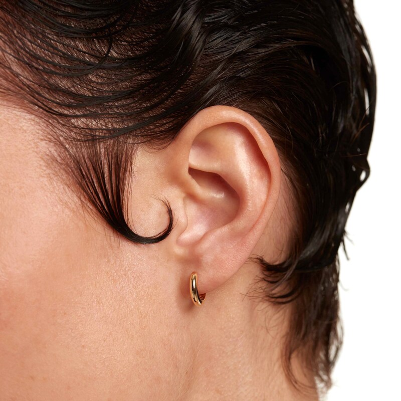 Main Image 4 of Bold Huggie Hoop Earrings in 14K Gold