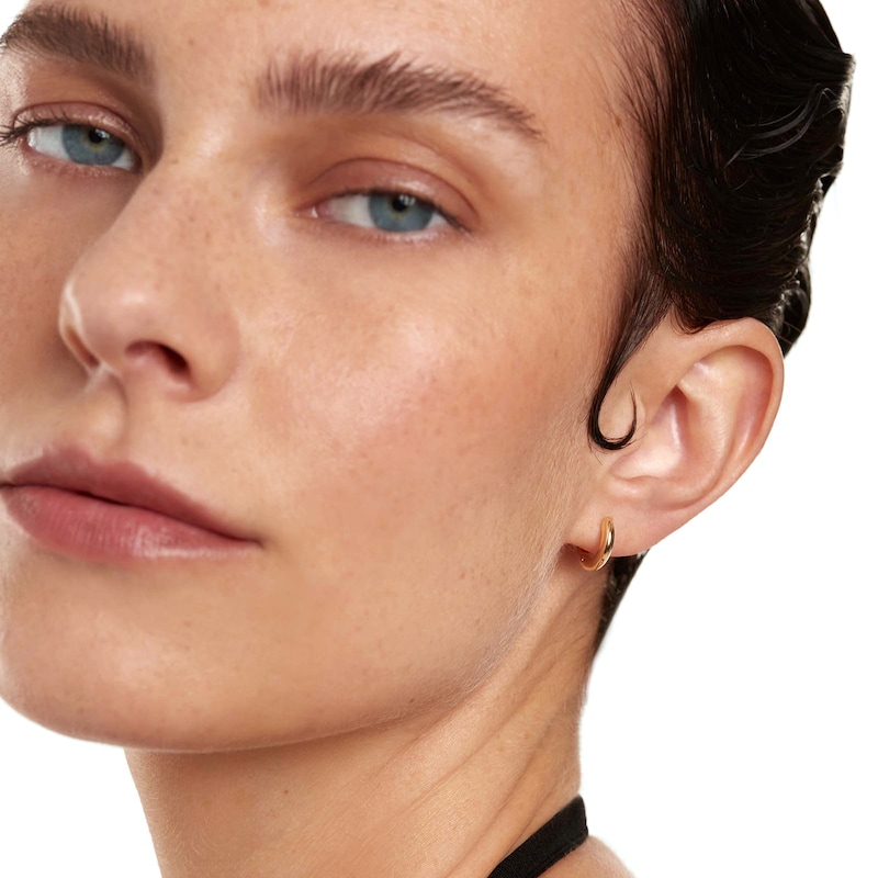 Main Image 5 of Bold Huggie Hoop Earrings in 14K Gold