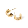 Thumbnail Image 4 of 1/6 CT. T.W. Lab-Created Diamond Triple Row Open Hoop Earrings in 14K Gold