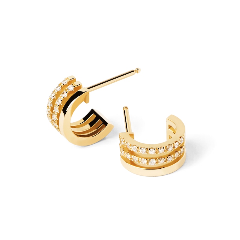 1/6 CT. T.W. Lab-Created Diamond Triple Row Open Hoop Earrings in 14K Gold