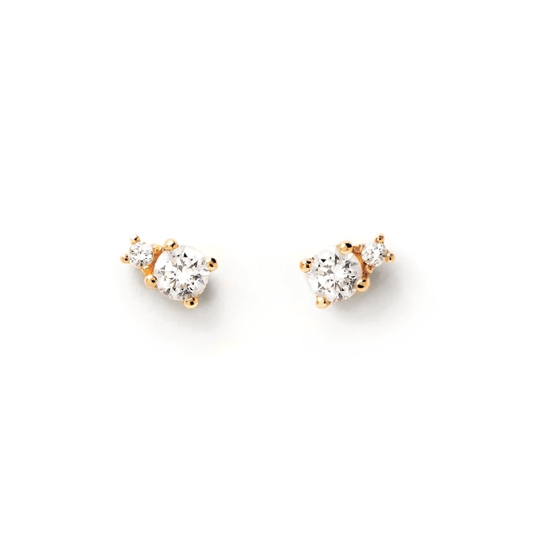 Main Image 3 of 1/4 CT. T.W. Lab-Grown Diamond Small and Large Two Stone Stud Earrings in 14K Gold