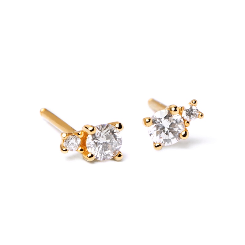 Main Image 4 of 1/4 CT. T.W. Lab-Grown Diamond Small and Large Two Stone Stud Earrings in 14K Gold