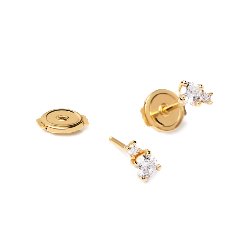 Main Image 6 of 1/4 CT. T.W. Lab-Grown Diamond Small and Large Two Stone Stud Earrings in 14K Gold
