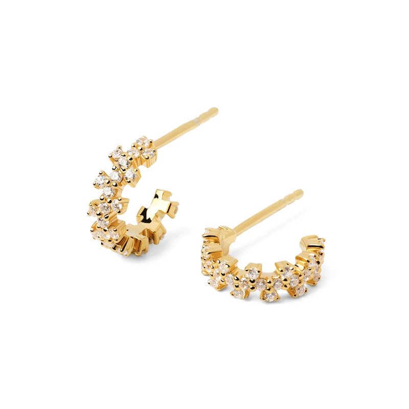Main Image 1 of 1/2 CT. T.W. Lab-Grown Diamond Scatter Open Hoop Earrings in 14K Gold