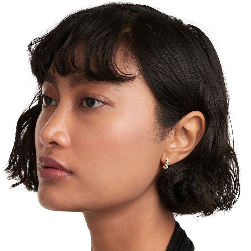 Main Image 2 of 1/2 CT. T.W. Lab-Grown Diamond Scatter Open Hoop Earrings in 14K Gold