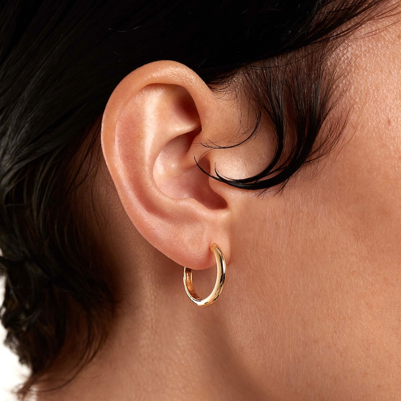 Main Image 2 of Huggie Hoop Earrings in 14K Gold