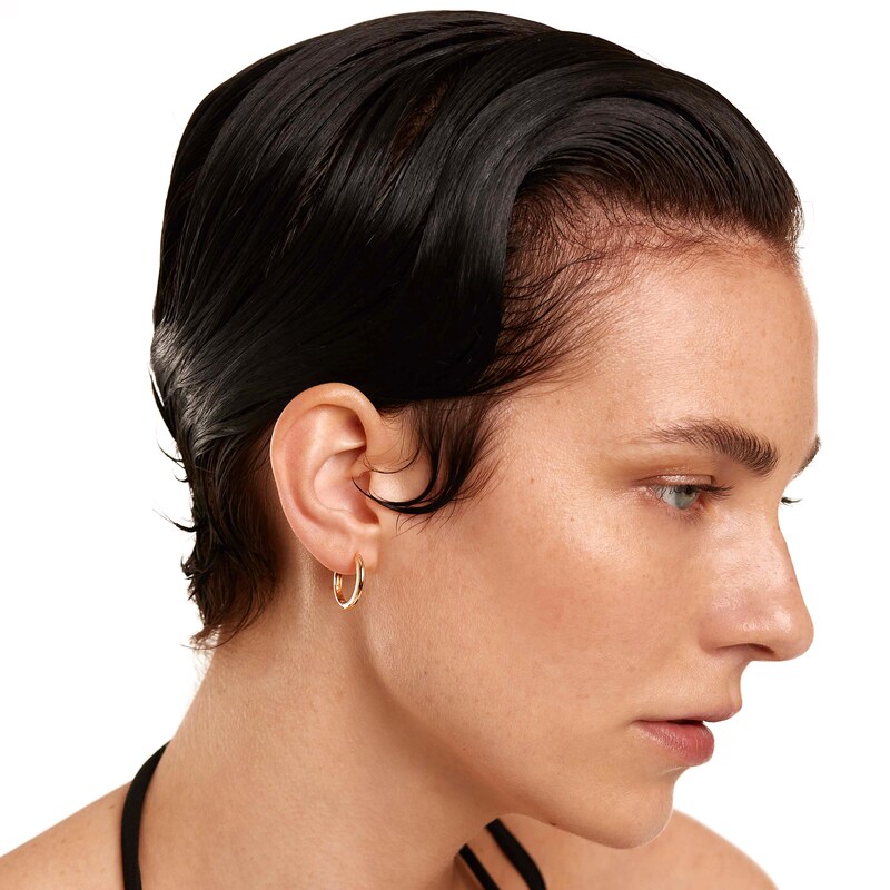 Main Image 5 of Huggie Hoop Earrings in 14K Gold