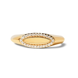 1/10 CT. T.W. Lab-Grown Diamond Frame Elongated Oval Ring in 14K Gold
