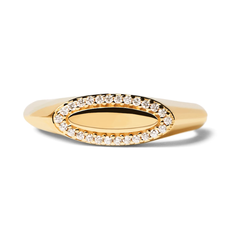 Main Image 3 of 1/10 CT. T.W. Lab-Grown Diamond Frame Elongated Oval Ring in 14K Gold