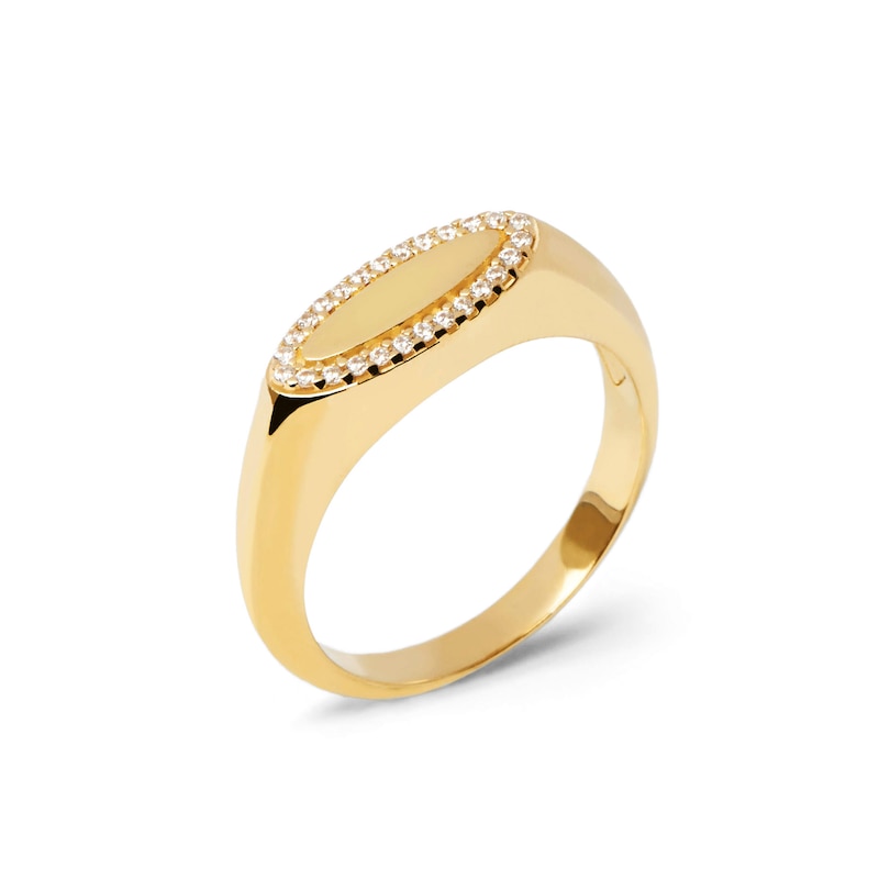 Main Image 7 of 1/10 CT. T.W. Lab-Grown Diamond Frame Elongated Oval Ring in 14K Gold