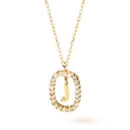 1/4 CT. T.W. Lab-Created Diamond Open Frame &quot;J&quot; Initial Pendant in 14K Gold – 19.69&quot;
