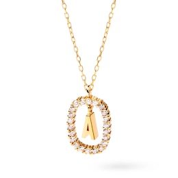 1/4 CT. T.W. Lab-Created Diamond Open Frame &quot;A&quot; Initial Pendant in 14K Gold – 19.69&quot;