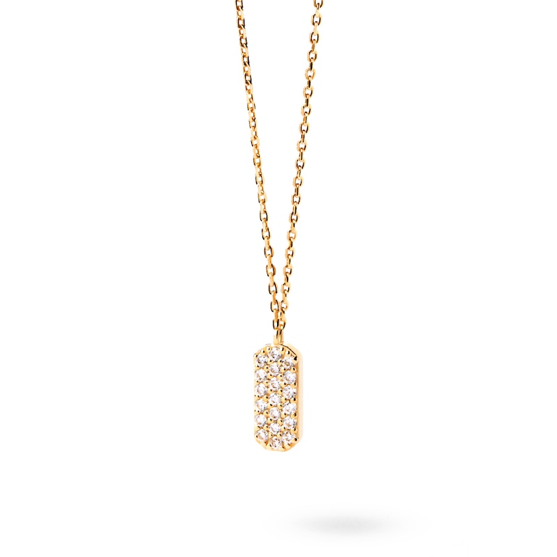 Main Image 1 of 1/4 CT. T.W. Lab-Grown Multi-Diamond Rounded Vertical Bar Drop Pendant in 14K Gold – 19.69"